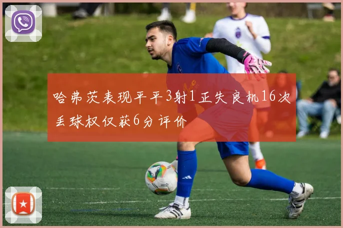 哈弗茨表现平平3射1正失良机16次丢球权仅获6分评价